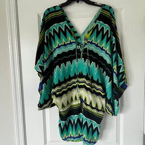 Olivaceous Knit Cover-Up Mini Dress - Size Small